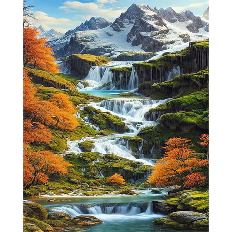 Paint by Number Adult Mountain,Waterfall Canvas Paint by The Numbers for Adults,Painting by Numbers Mountain,DIY Oil Painting Kits for Gifts and Wall Decor 16x20inch PHANTASYART