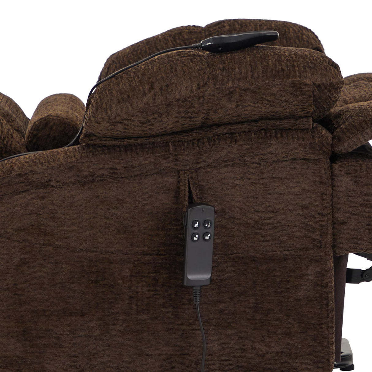 DYNOX 400 LBS Big & Tall Power Lift Recliner Chair for Elderly, Oversized Lay Flat Chair with Extended Footrest, Heat & Massage(9205L,Chenille,Brown) DYNOX