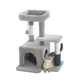 Pesofer Cat Tree, Small Cat Condo with Sisal Scratching Post and Massage Post Light Gray Pesofer