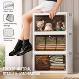 AHEONLAR 4 Tier Plastic Storage Bins with Drawers - Foldable Stackable Storage Bins with Lids - Closet Craft Organizers and Storage - 24QT Plastic Drawer Storage for Bedroom Study Toy Room Office AHEONLAR