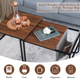 Giantex Nesting Coffee Table Set of 2, Stackable Side Table w/Side Pocket, Accent Nightstand, Industrial End Table w/Steel Frame for Living Room Bedroom Office, Easy Assembly, Rustic Brown Giantex