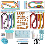 JUYA Paper Quilling Kit with Blue Tools 960 Strips Board Mould Crimper Coach Comb (Paper Width 3mm with Glue) JUYA
