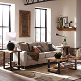 Alaterre Furniture Alpine Natural Wood Live Edge Coffee Table w/ Metal Strap Legs, Brown, Black Metal Accents, Unique Imperfections, Clear Natural Alaterre Furniture