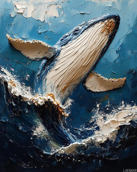 LAENAKR Paint by Number for Adults, Whales Breaching Ocean Waves, Oil Painting for Beginner Students, DIY Acrylic Painting Kit for Room Decor Gift 16x20 Inch LAENAKR