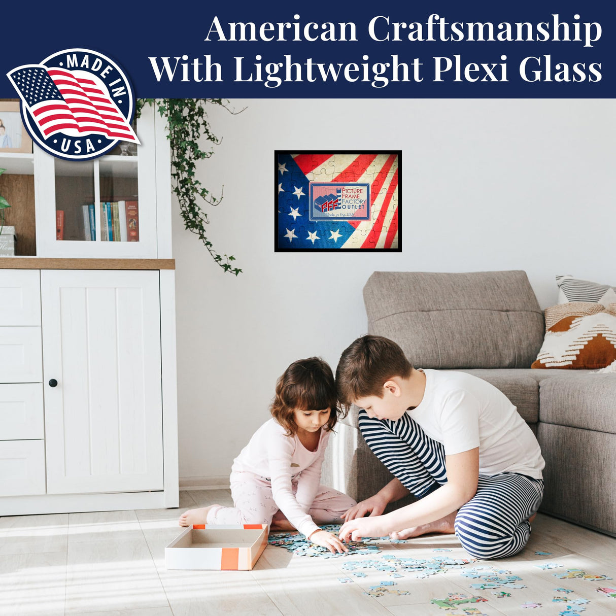 19.25x26.75-1.25" Flat Black Puzzle Frame - Showcase Your Art and Puzzles with Modern Elegance - Hardware and Plexiglass Included PictureFrameFactoryOutlet