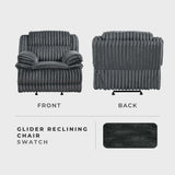 Lexicon Manual Glider Recliner Chair, Corduroy Manual Tab Pull Reclining Chair with Pillow Top Arms, Plush Cushions, Cozy Theater-Style Accent for Living Room/Bedroom, Easy Assembly, Dark Gray Lexicon