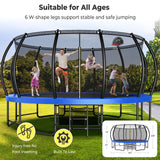 Lyromix 16FT Outdoor Trampolines for Kids and Adults, Pumpkin Trampolin with Curved Poles, Recreational Trampolin with Basketball Hoop and Safety Enclosure Net for Kids and Adults Lyromix