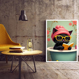 mjcakrn Black Cat Diamond Painting Kits for Adults, Diamond Art Kits for Beginners 5D Full Drill Abstract Diamond Art Painting Kits Crystal Gem Art DIY Crafts Kits for Home Wall Decor12x16inch mjcakrn