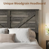 LUXOAK Full Size Farmhouse Wooden Bed Frame, Platform Bed Frame with 49.2" Headboard/No Box Spring Needed/Noisy Free/Easy Assembly/Grey LUXOAK