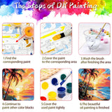 ZTOTZ Paint by Numbers Kit for Adults Beach Scenes,Adult Paint by Number Kits Beach,Sunset Beach Paint by Numbers 16X20 Canvas Without Frame,DIY Ocean Sunset Paint Number Set ZTOTZ