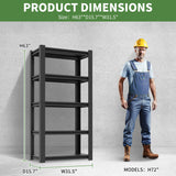VIYET Garage Shelves, 63" H Garage Shelving Heavy Duty, 3000Lbs 5 Tier Adjustable Storage Shelves Suitable for Warehouse, Basement, Workshop,Require Assembly, 15.75" D*31.5" W *63" H(Black) VIYET