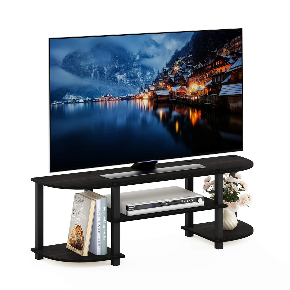 Furinno Turn-S-Tube Wide TV Entertainment Center, Espresso/Black Furinno