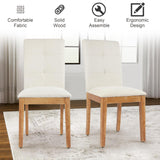 DAGONHIL Dining Chairs Set of 4, Modern Upholstered Fabric Dining Room Chairs, Armless Kitchen Chairs with Wood Legs and Padded Seat for Living Room, Bedroom, Kitchen (Beige) DAGONHIL