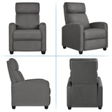 Yaheetech Fabric Recliner Chair Sofa Ergonomic Adjustable Single Sofa with Thicker Seat Cushion Modern Home Theater Seating for Living Room Matte Grey Yaheetech