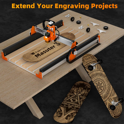 FoxAlien Y-axis 4080 Extension Kit for Masuter 3 CNC Router Machine, with Upgraded T-slot Hybrid Spoilboard for Large Wood Engraving Carving Projects (Extend Y-axis to 800mm) - WoodArtSupply