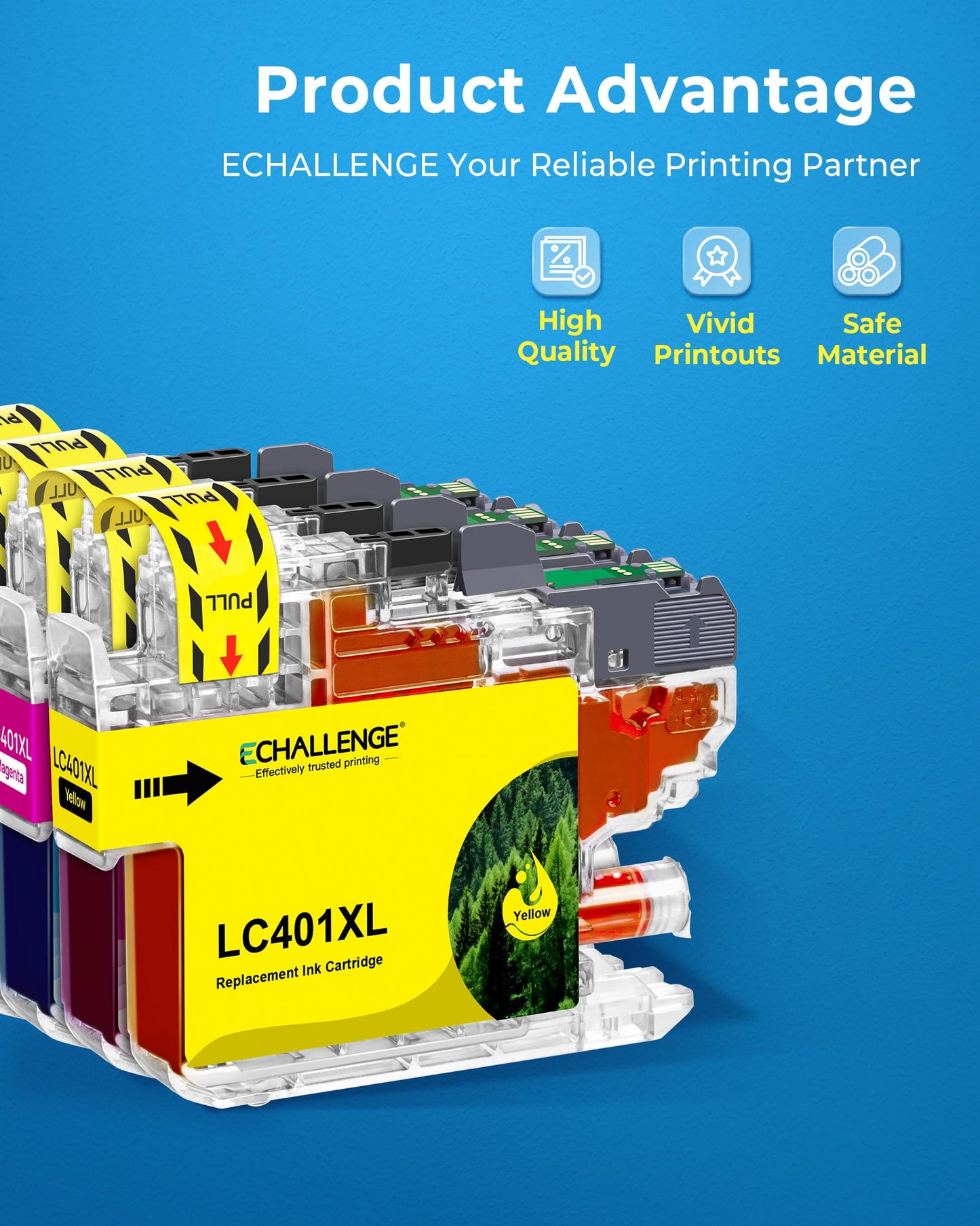 LC401XL Ink Cartridges High Yield Compatible for Brother LC401 LC 401XL to Use with Brother MFC-J1010DW MFC-J1012DW MFC-J1170DW Printer (Black Cyan Magenta Yellow, 4 Pack)