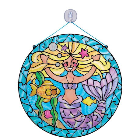 Melissa & Doug Stained Glass Made Easy Activity Kit: Mermaids - 140+ Stickers Kids Sticker Stained Glass Craft Kit; Mermaid Crafts for Kids Ages 5+ Melissa & Doug