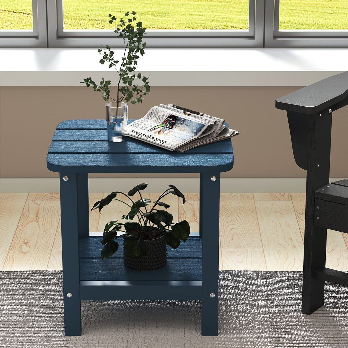 SERWALL Adirondack Table Outdoor Side Table- Blue SERWALL
