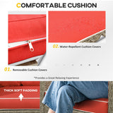 Outsunny 5 Pieces Rattan Wicker Lounge Chair Outdoor Patio Conversation Set with 2 Cushioned Chairs, 2 Ottomans and Tempered Glass Top Coffee Table, Brown/Red Outsunny