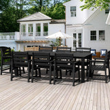 LOUNZY 9-Piece Patio Dining Set, 90'' Outdoor HDPE Luxury Table with 8 Weather-Resistant Chairs for Backyard, Deck, Lawn, Poolside, Black LOUNZY