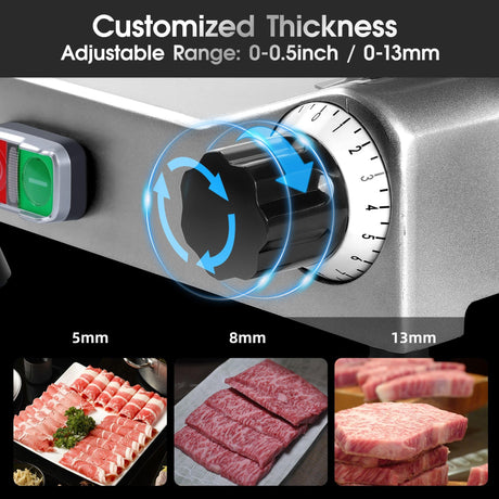 Zomagas Meat Slicer Machine,10 inch Commercial Meat Slicer, 240W Frozen Meat Cheese Deli Slicer,Premium Chromium-plated Steel Blade Semi-Auto Foody Slicer for Commercial and Home Use,Low Noises Zomagas
