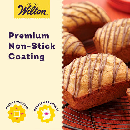 Wilton Perfect Results Non-Stick Mini Loaf Pan, 8-Cavity, 15.2 IN x 9.5 IN x 1.6, Gray