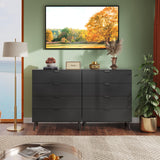 WLIVE 4 Drawer Dresser for Bedroom, Wooden Black Tall Dresser, Modern Dressers with Sturdy Metal Handle, Small Chest of Drawers for Living Room, Hallway WLIVE