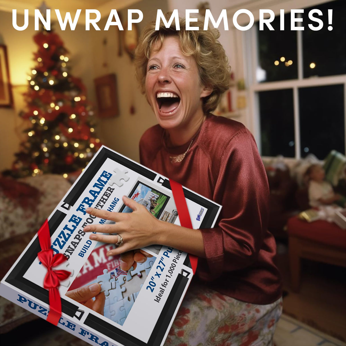 Funwares 20x27 Puzzle Frame – Sleek Matte Black Finish, Easy Assembly, No Glass/Plastic Cover Included, Lightweight Frame, Fits Most 1000 Piece Puzzles, Secure Fit with Built-In Hanging Hooks Funwares