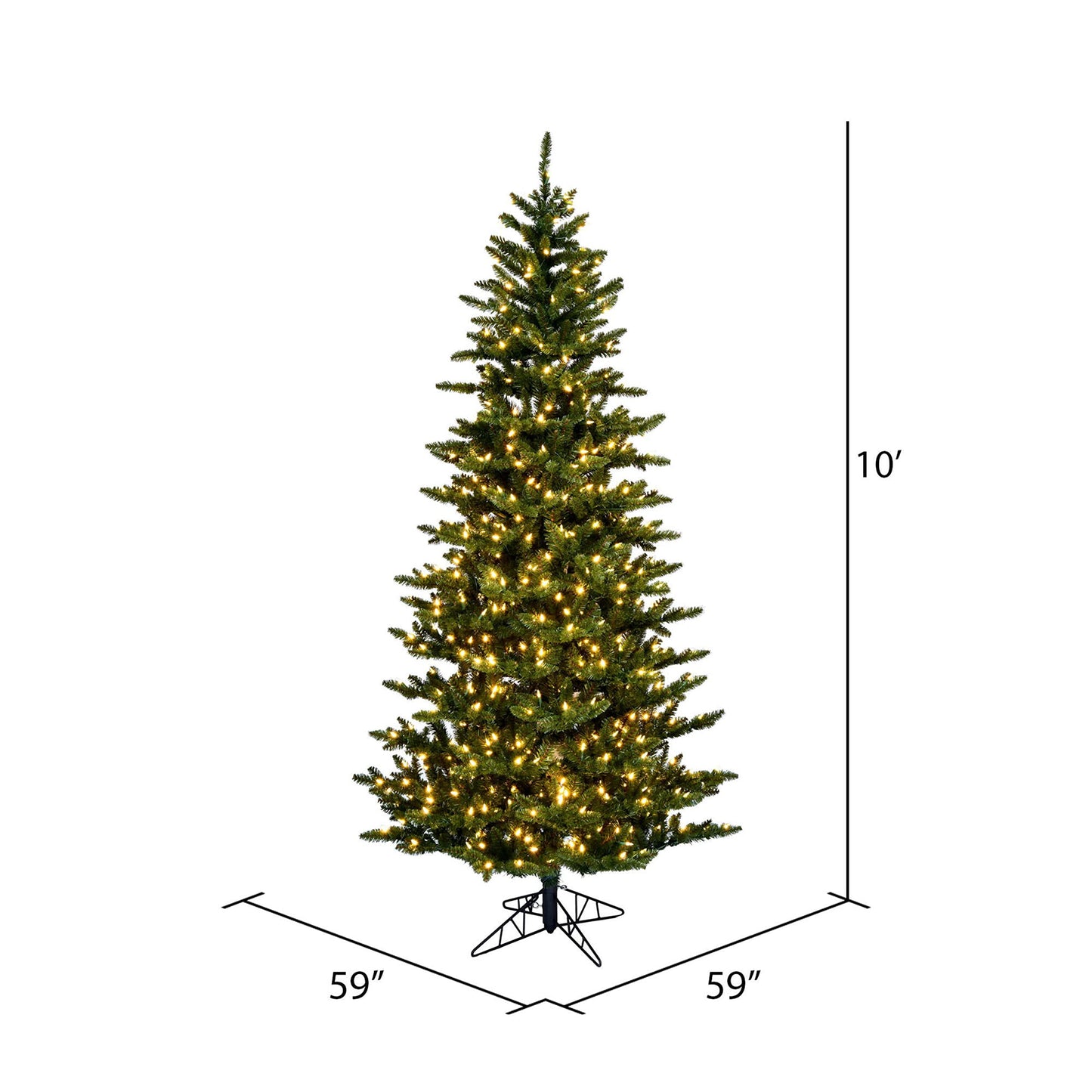 Vickerman 10' x 59" Slim Natural Fraser Fir Artificial Christmas Tree, Warm White Dura-lit LED Lights