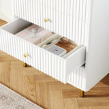 ChooChoo Dresser for Bedroom with Large Capacity, 4 Drawer Dresser with LED and Acrylic, Modern White and Gold Dresser Tall, Chest of Drawers with Storage Space for Hallway, Entryway (White) ChooChoo
