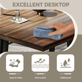 IDEALHOUSE 70 Inch Farmhouse Dining Table for 6 to 8, Large Rectangular Dinner Table for Dining Room, Home Office, Living Room，Brown IDEALHOUSE