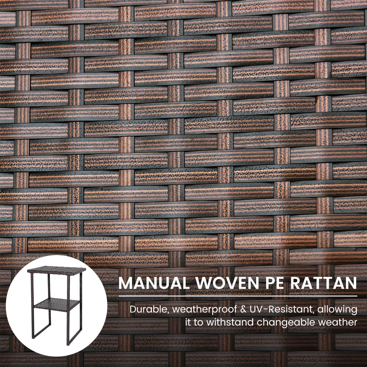 Sundale Outdoor Wicker Bar Table, 36 Inch Counter Height Patio High Top Dining Table, Rattan Bistro Pub Table with Storage Shelf for Deck Poolside Balcony Garden, Variegated Brown Sundale Outdoor