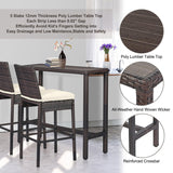 Outdoor Bar Table Patio Counter Height Table 45" Long Wicker High Top Pub Table Tall Console Table Rectangle Narrow with Adjustable Feet for Hot Tub Balcony Garden Outside Pool Deck Backyard Brown Patio Novagarden