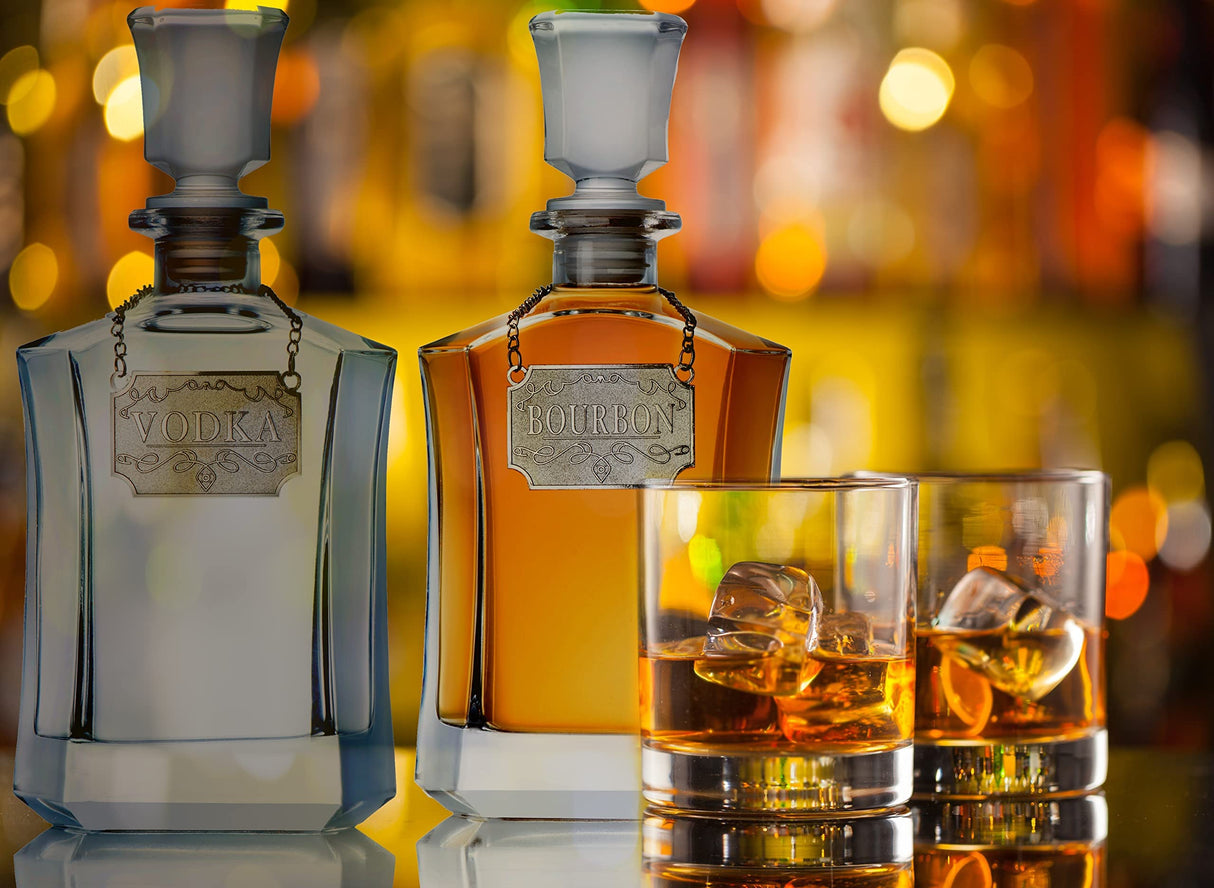 Whiskey Decanter With Glass Stopper - Capitol Liquor Decanter - Airtight Stopper for Wine, Bourbon, Brandy, Juice, Water - Decanter Sets For Men Christmas Gifts for Dad Boyfriend Husband Him - 24 oz Bezrat