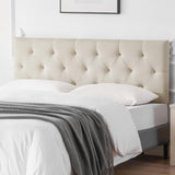 Howjoe Linen Upholstered Headboard Twin Size, Diamond Tufting Solid Wood Twin XL Headboard Only, Adjustable Height from 37” to 51” Head Board, Dorm Bed Frame or Wall Mount Headboards, Beige Howjoe