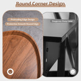 Zedesey 2-Tier Coffee Table Water-Shaped Wood Center Table Mid Century Oval Coffee Table Rustic Farmhouse Coffee Table for Living Room, Bedroom, 40", Brown Zedesey