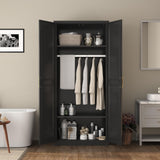 TIMELESS PIECES Metal Wardrobe Cabinets,Black Armoire Wardrobe Closet with Hanging Rod,Clothes Storage Cabinet with Adjustable Shelves and Doors,Clothing Cabinet for Bedroom, Office, Laundry Room TIMELESS PIECES