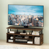 Furinno Jaya Large Entertainment Center Stand Unit/TV for up to 55 inch, Amber Pine/Black Furinno