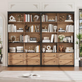 FINETONES 71" Tall Bookshelf with 4 Drawers, 6-Tier Double Wide Bookshelves and Bookcases with Storage, Tall Bookshelf Large Standing Book Cabinet for Home Office, Brown/Black FINETONES