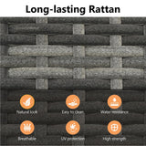 RoyalCraft 5 Piece Patio Wicker Dining Sets for 4, Water-Resistant Rattan Outdoor Dining Table and 4 Chairs with Wood Table Top, Conversation Set Removable Cushions for Deck, Garden, Backyard, Gray RoyalCraft