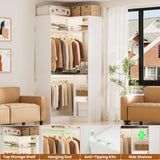 Aheaplus Corner Closet System With Shelves, 34'' Organizer With Hanging Rods, Wood Walk-in for Small Space, Freestanding Tower, L Shaped Garment Rack, White Aheaplus