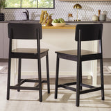 Walker Edison 2-Piece Minimalist Solid Wood Counter Stool, Set of 2, Black Walker Edison