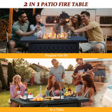 Vongrasig 7 Piece Patio Furniture Sets with 45 Inch Fire Pit Table All Weather PE Wicker Rattan Outdoor Sectional Sofa Couch Conversation Set w/Glass Table for Lawn, Garden, Backyard (Red) Vongrasig