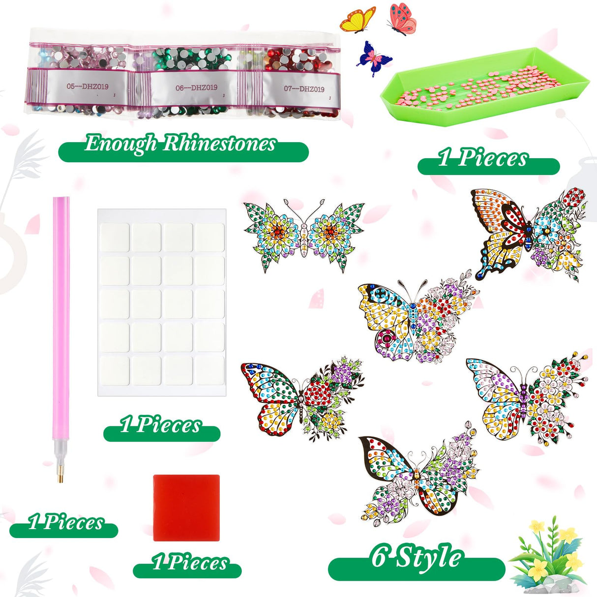 Lenwen 6 Pcs Diamond Art Stained Glass Window Clings Christmas Diamond Art Kits DIY Butterfly Window Stickers for Suncatchers Adults Crafts Home Wall Decor Gifts Lenwen