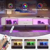 Bestier 80 Inch TV Stand for 65/75/85/90 Inch TVs, LED Gaming Entertainment Center with Open Storage and Half-Glass Design Drawer, Modern High Gloss Media Console for Living Room, White and Gold Bestier