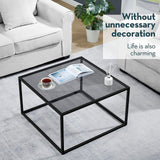 SAYGOER Glass Coffee Table, Small Modern Coffee Table Square Simple Center Tables for Living Room 26.7 x 26.7 x 17.7 Inches, Gray Black SAYGOER