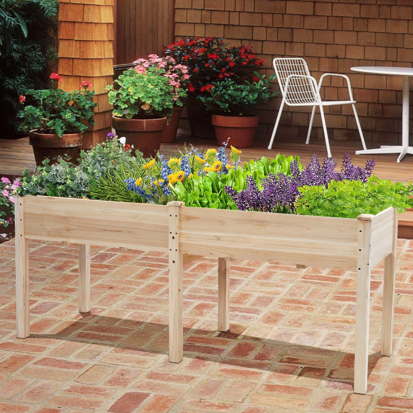 Murago 73"x24"x30" Raised Garden Bed with Legs, Planter Raised Beds, Heavy Duty Wood Design, Bed Liner,Easy Assembly,Stand for Patio, Yard, Balcony