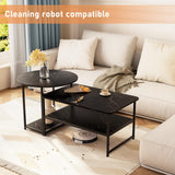 WOHOMO Coffee Table, Black Modern Coffee Tables for Living Room 2 in 1Detachable Small Center Table Set with Storage, Black Marble WOHOMO