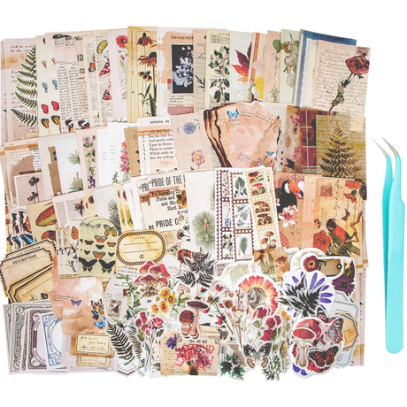 Aromoty 260 Pieces Vintage Aesthetic Scrapbooking Supplies Stickers,Art Washi Stickers Paper Stationary Bullet Junk Journals,Daily Planner DIY Craft Cottagecore Decor Gifts Aromoty