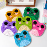 WATINC Frog Punch Needle Coaster Kit - 22Pcs Crafts Punch Needle Coasters Kits for Beginners, Frog Patterns Coaster Tufted Rug Pads with Adhesive Felt Yarns Embroidery Hoop Instruction WATINC